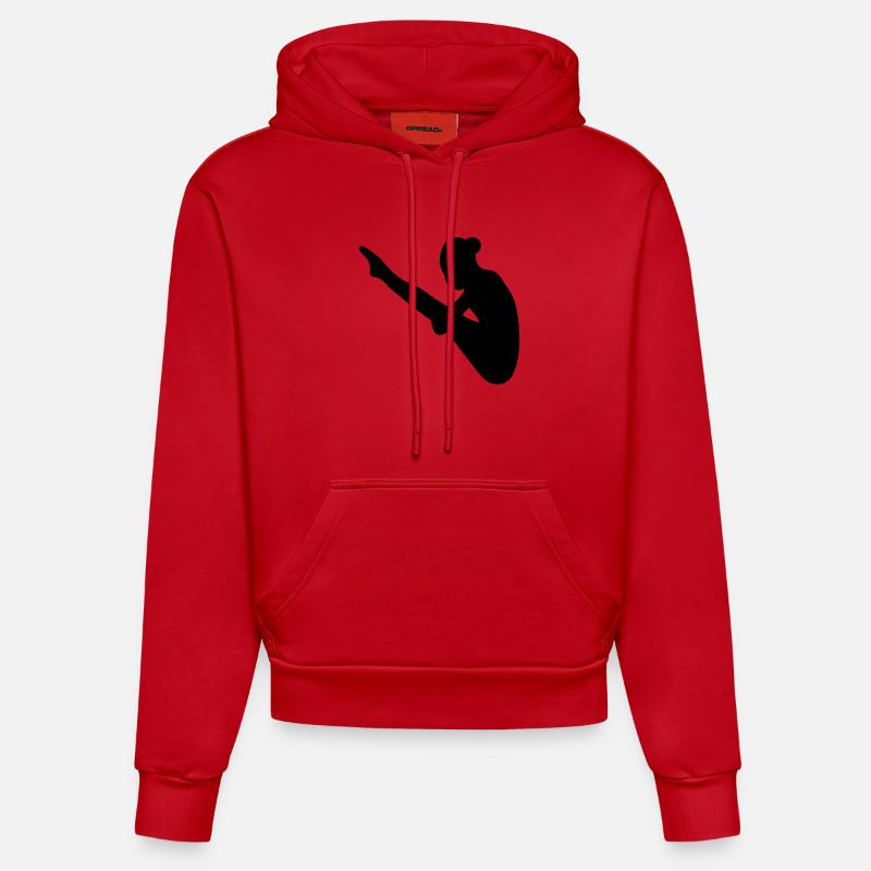 Saut de tour - Sweat à capuche bio ajusté fabriqué en UE - rouge