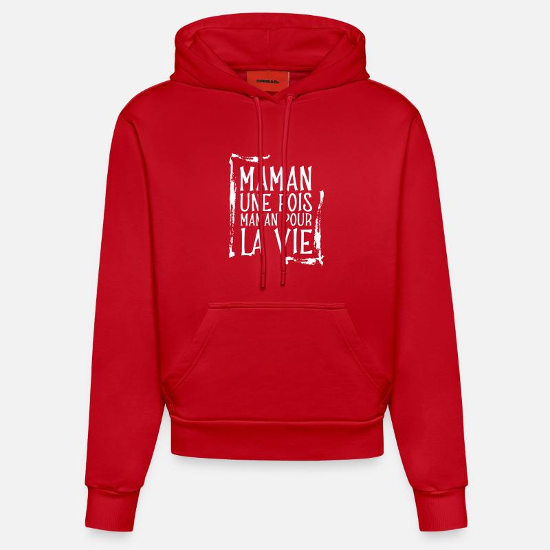 Maman pour la vie - Sweat à capuche bio ajusté fabriqué en UE - rouge