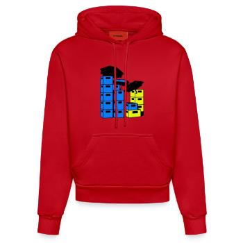 Beer crate art - Organic Fitted Hoodie Made in EU - red - Front