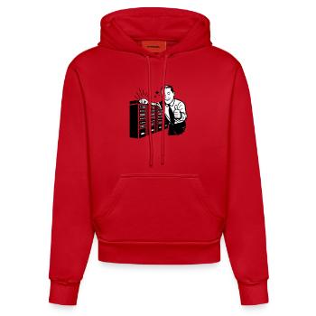 Retro IT-Admin lächelt – Vintage Tech Support - Organic Fitted Hoodie Made in EU - Rot - Vorne