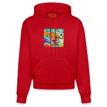 cheetah - Organic Fitted Hoodie Made in EU - red - Front