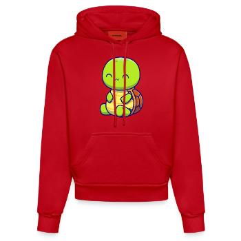 Tortue heureuse profitant simplement de la vie - Sweat à capuche bio ajusté fabriqué en UE - rouge - Devant