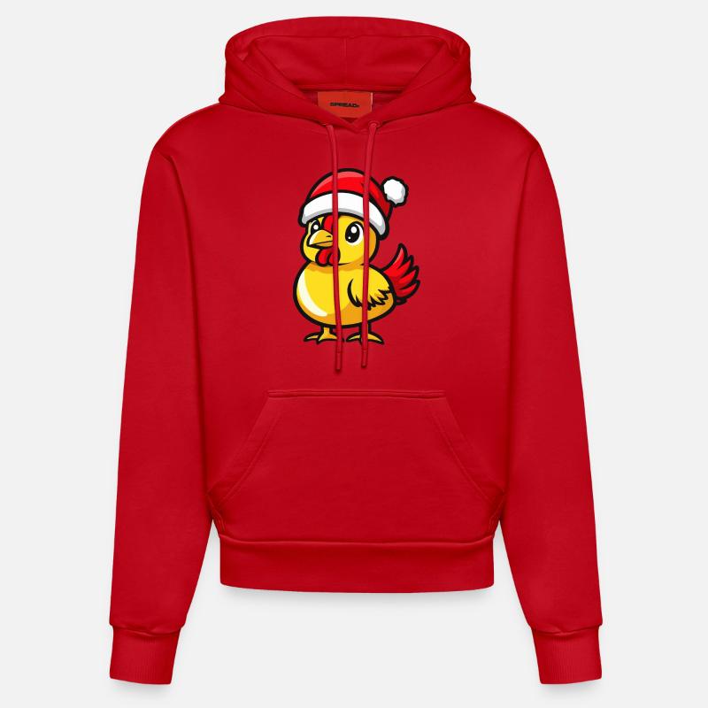 Noël mignon - Sweat à capuche bio ajusté fabriqué en UE - rouge