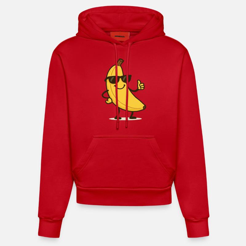 Bande dessinée banane - Sweat à capuche bio ajusté fabriqué en UE - rouge