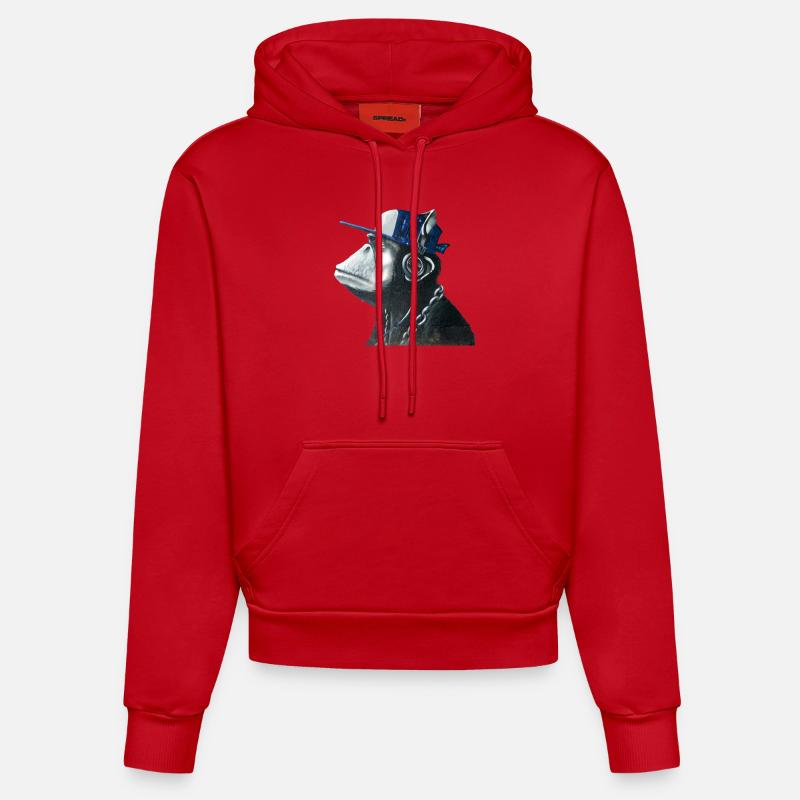 Singe graffiti by customStyle - Sweat à capuche bio ajusté fabriqué en UE - rouge