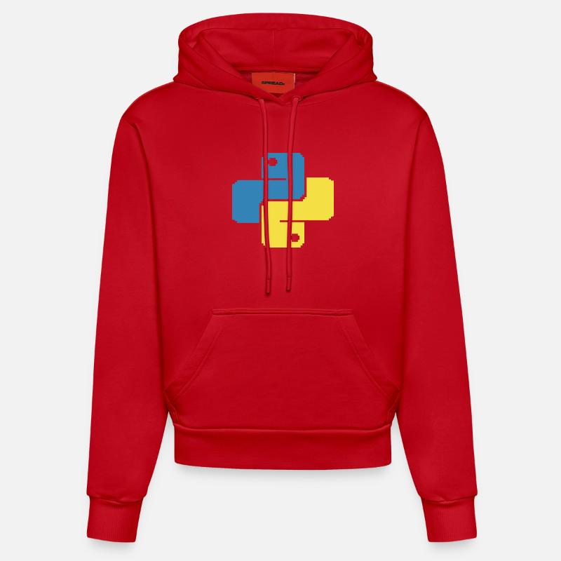 Python Pixelart - Organic Fitted Hoodie Made in EU - Rot
