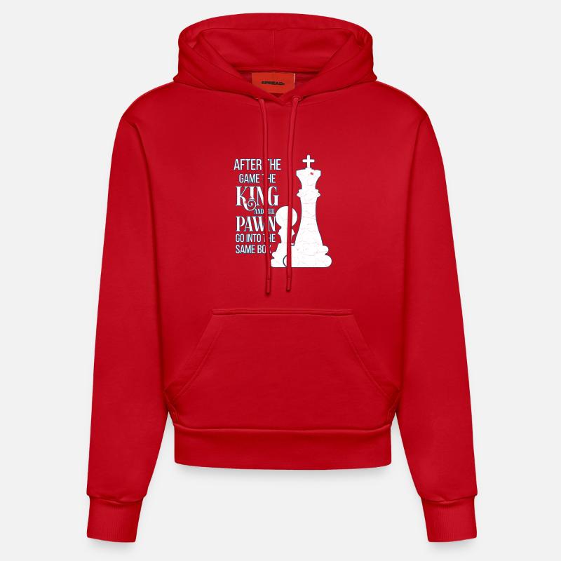 échecs - Sweat à capuche bio ajusté fabriqué en UE - rouge