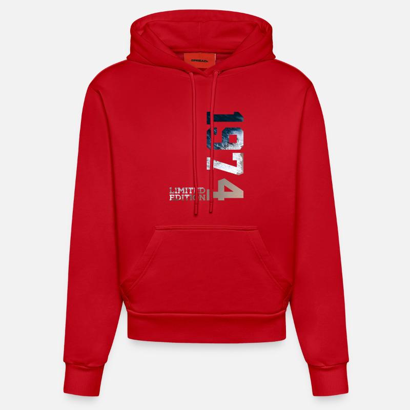 52E ANNIVERSAIRE ÉDITION LIMITÉE 1974 - Sweat à capuche bio ajusté fabriqué en UE - rouge