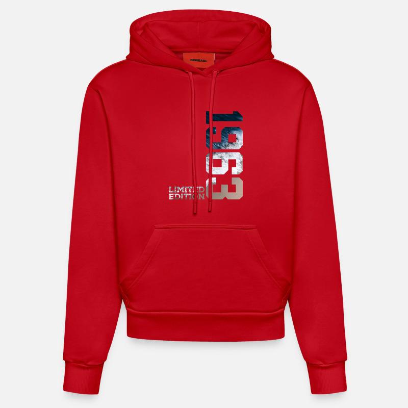 63E ANNIVERSAIRE ÉDITION LIMITÉE 1963 - Sweat à capuche bio ajusté fabriqué en UE - rouge