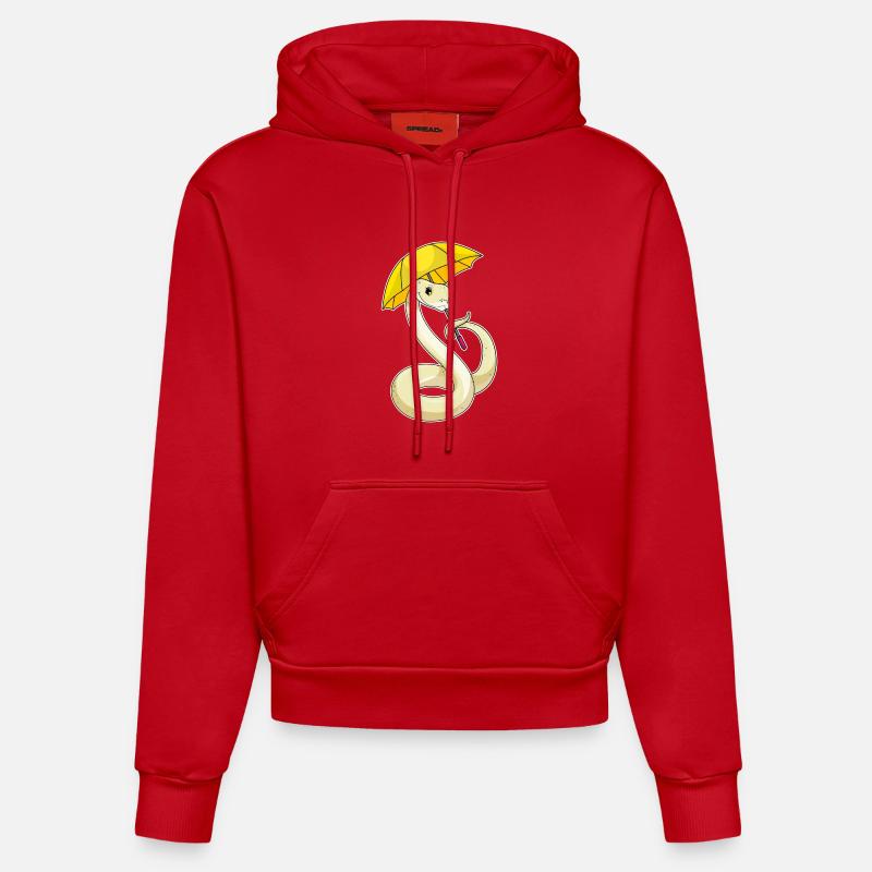 Serpent avec parapluie - Sweat à capuche bio ajusté fabriqué en UE - rouge