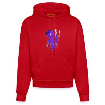 Octopus Angler Fishing Hook Fishing - Organic Fitted Hoodie Made in EU - red - Front