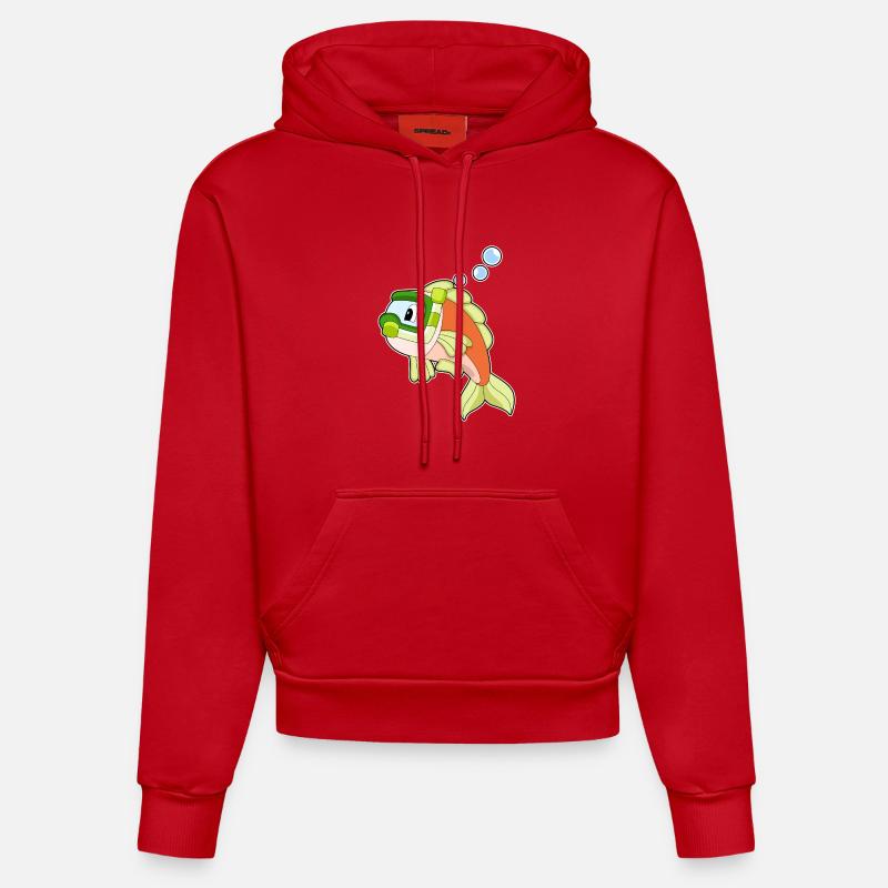 Poisson Natation Snorkel - Sweat à capuche bio ajusté fabriqué en UE - rouge