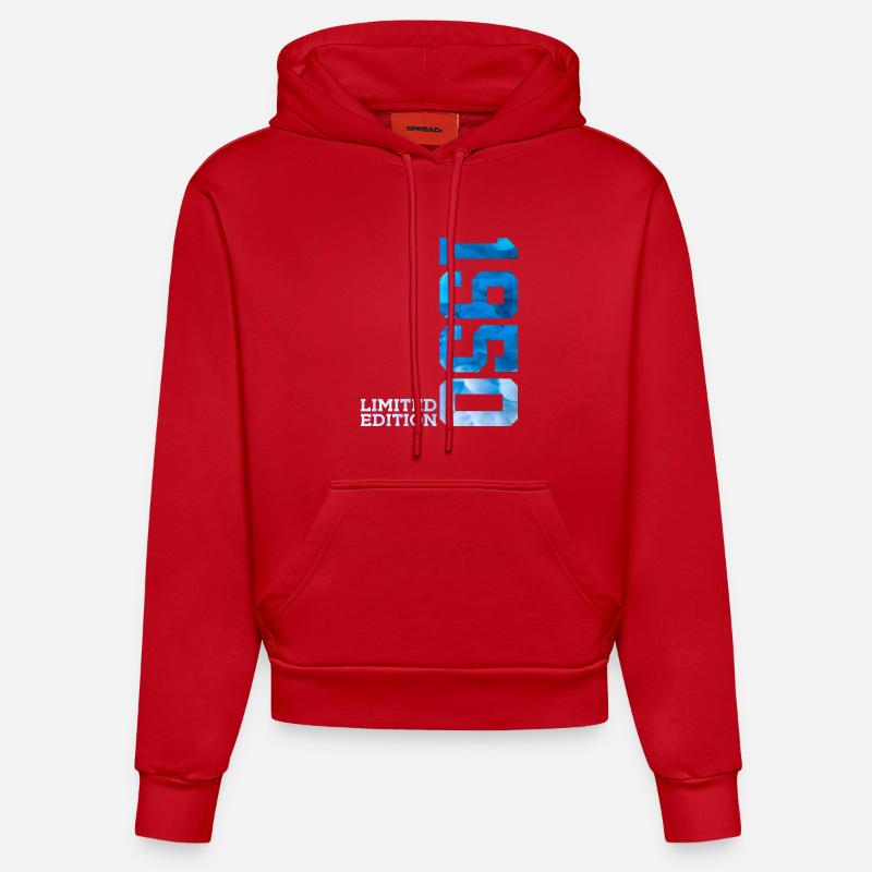 76E ANNIVERSAIRE ÉDITION LIMITÉE 1950 - Sweat à capuche bio ajusté fabriqué en UE - rouge