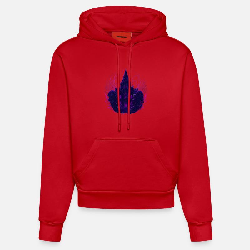 Nuits mystiques au néon pourpre - Sweat à capuche bio ajusté fabriqué en UE - rouge