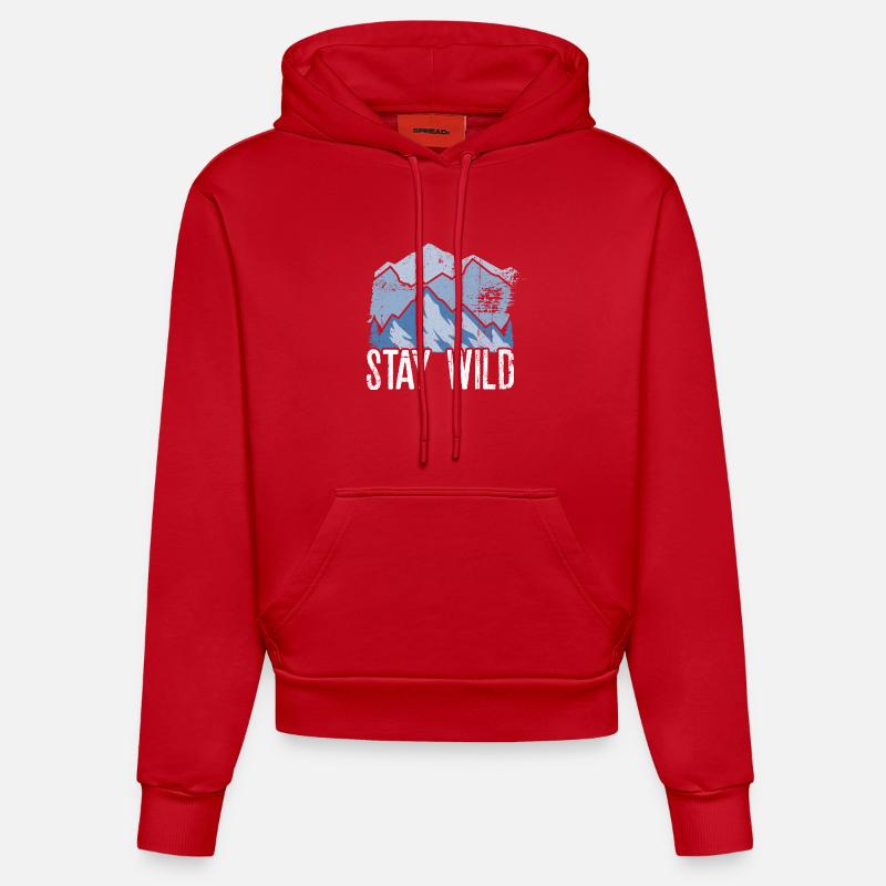 Séjour Wild Mountain Peaks - Sweat à capuche bio ajusté fabriqué en UE - rouge