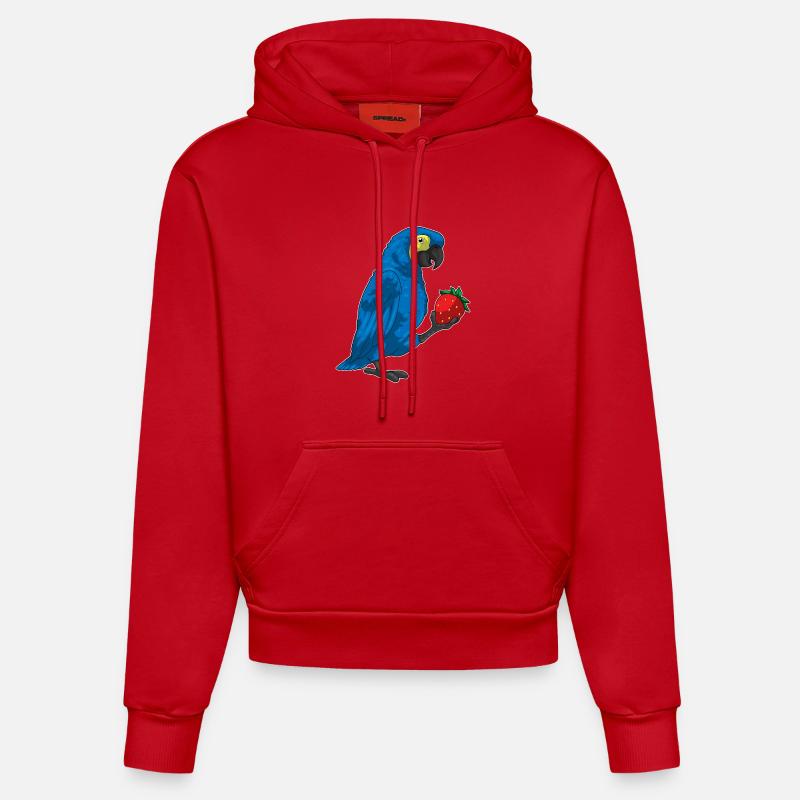 Perroquet Fraise Fruit - Sweat à capuche bio ajusté fabriqué en UE - rouge