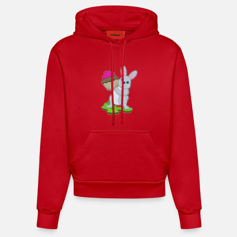 Cupcake lapin - Sweat à capuche bio ajusté fabriqué en UE - rouge