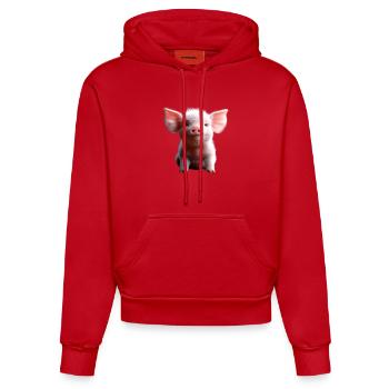 Pig Domestic Pig Pig Piglet Piggy - Organic Fitted Hoodie Made in EU - red - Front