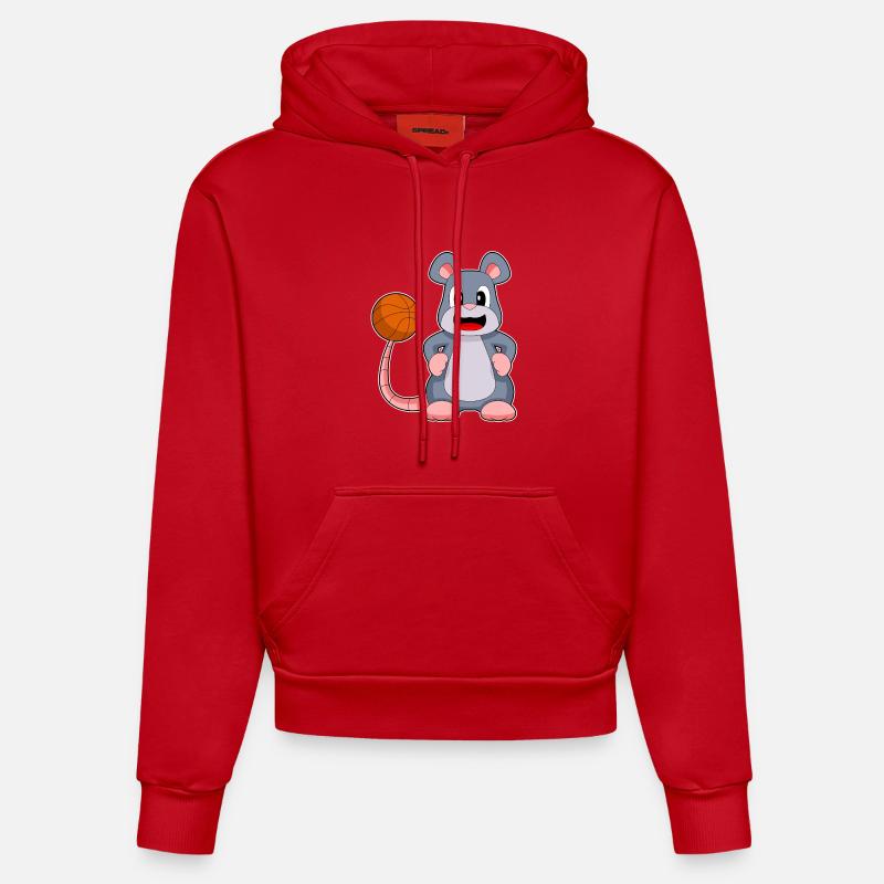 Souris Basketteur Basketteur - Sweat à capuche bio ajusté fabriqué en UE - rouge