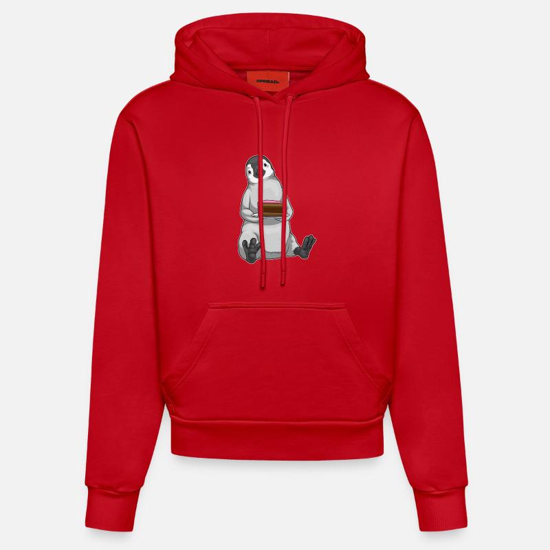 Gâteau pingouin - Sweat à capuche bio ajusté fabriqué en UE - rouge