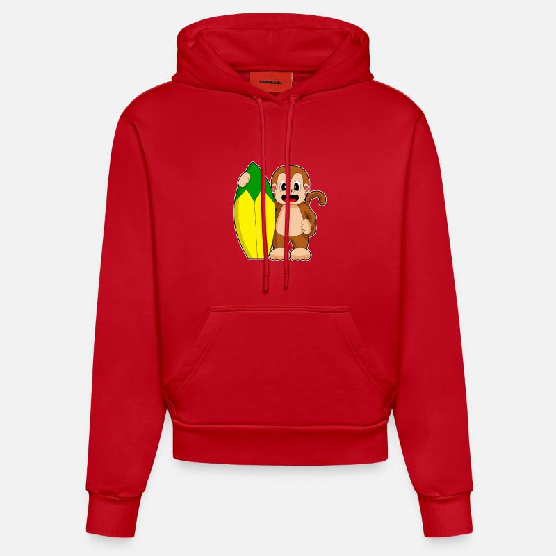 Monkey Banana Surf - Sweat à capuche bio ajusté fabriqué en UE - rouge