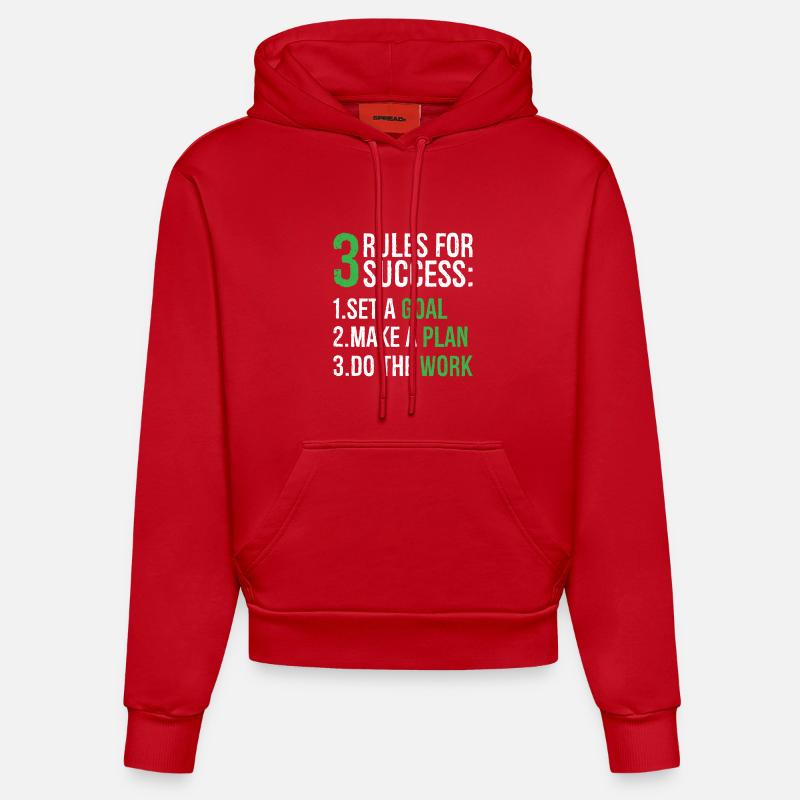 3 règles pour réussir - Sweat à capuche bio ajusté fabriqué en UE - rouge