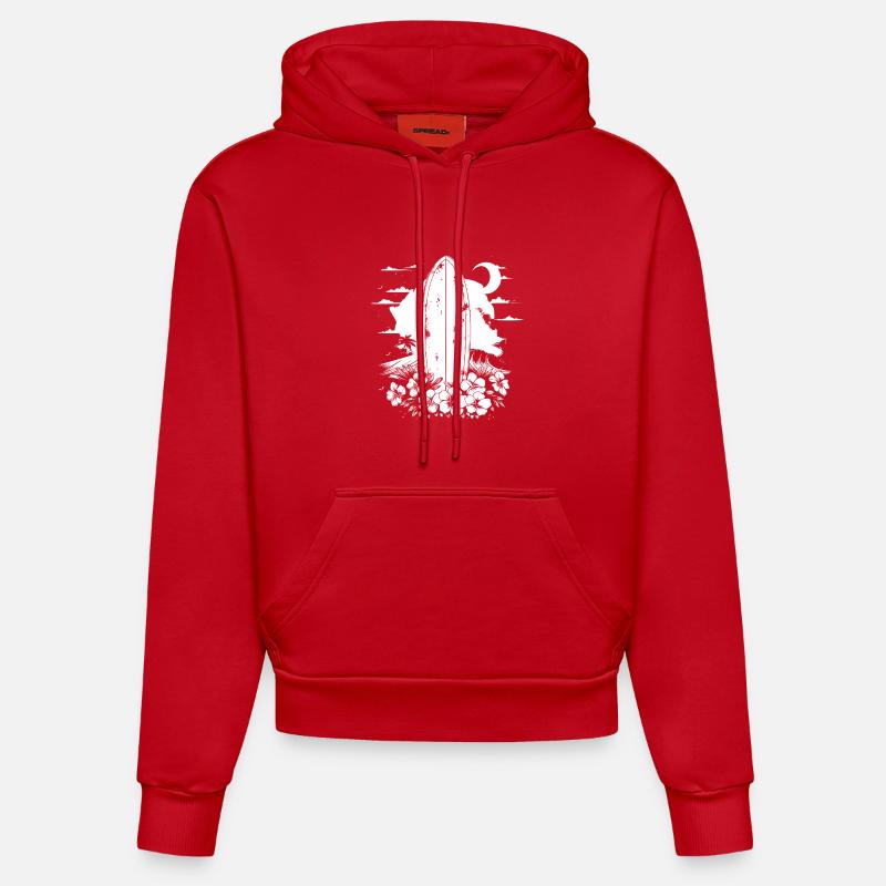 Planche de surf - Sweat à capuche bio ajusté fabriqué en UE - rouge