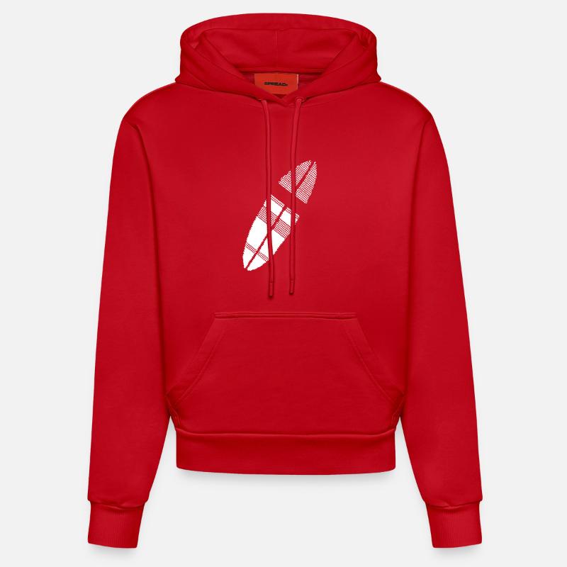 planche de surf Pixel Graphic - Sweat à capuche bio ajusté fabriqué en UE - rouge