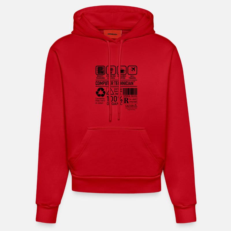 Computer Technician multi tasking problem solving - Organic Fitted Hoodie Made in EU - red