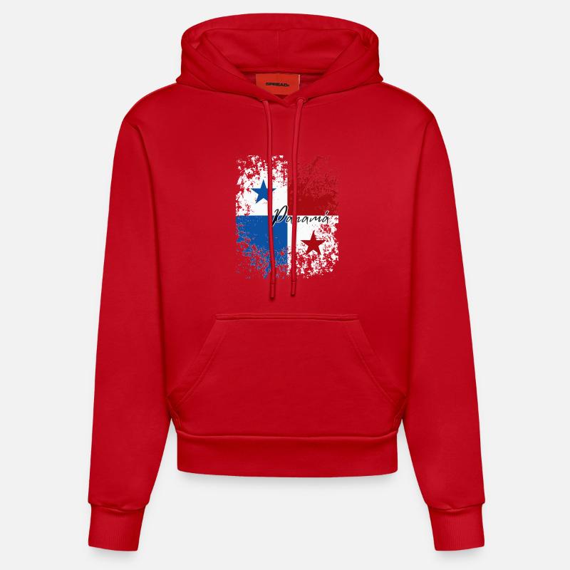 Fierté panaméenne, drapeau panaméen - Sweat à capuche bio ajusté fabriqué en UE - rouge