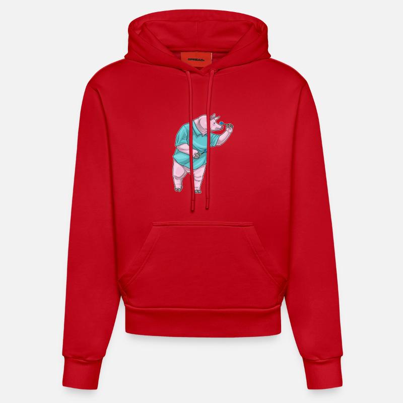 Fléchette cochon Fléchette - Sweat à capuche bio ajusté fabriqué en UE - rouge