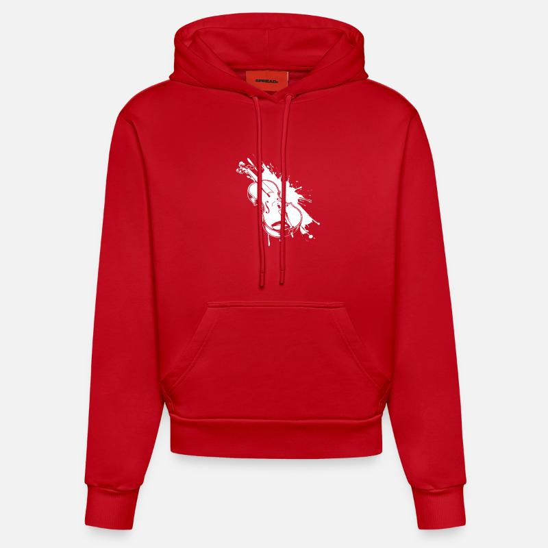 Graffiti de violon - Sweat à capuche bio ajusté fabriqué en UE - rouge
