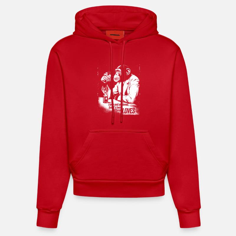 Conception sophistiquée de Monkey Cheers - Sweat à capuche bio ajusté fabriqué en UE - rouge