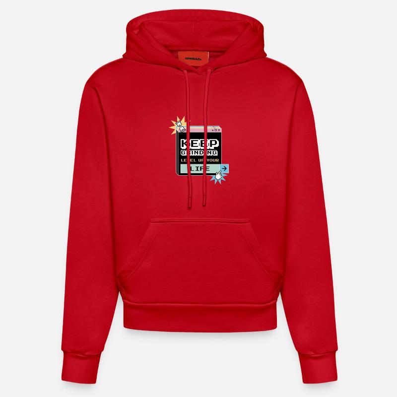 Keep Grinding Motivation Quotidienne Persévérance - Sweat à capuche bio ajusté fabriqué en UE - rouge