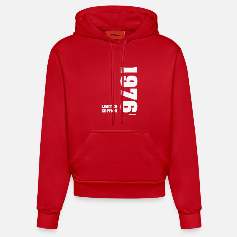 Édition limitée : Édition limitée 1976 - Sweat à capuche bio ajusté fabriqué en UE - rouge