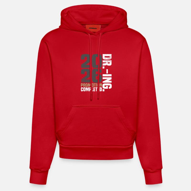 Dr. Ing. Promotion terminée - Sweat à capuche bio ajusté fabriqué en UE - rouge