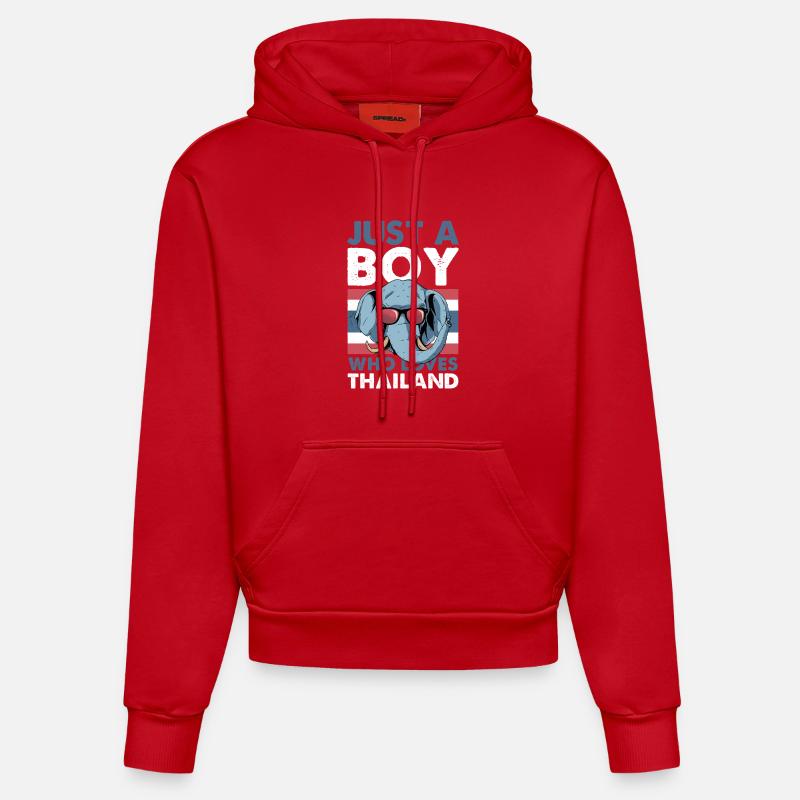 L’éléphant aime la Thaïlande TShirt - Sweat à capuche bio ajusté fabriqué en UE - rouge