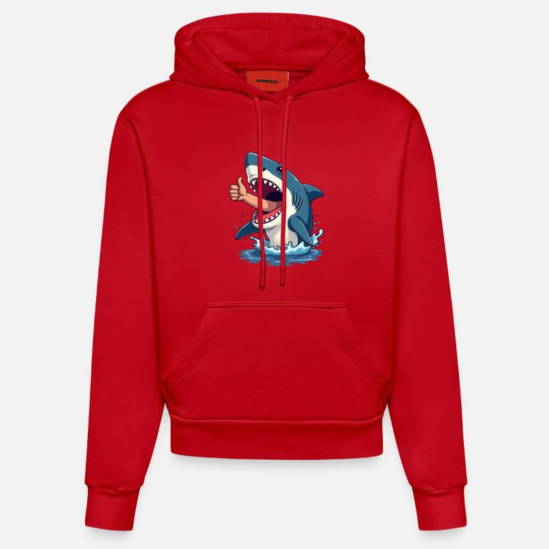 Bonne chance à l’humour de requin - Sweat à capuche bio ajusté fabriqué en UE - rouge