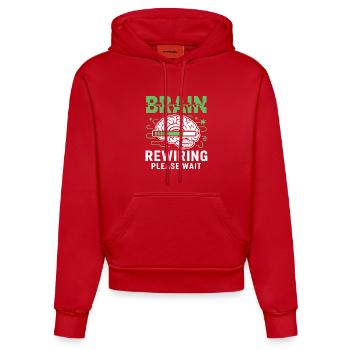Gehirn-Neustart Bitte Warten - Organic Fitted Hoodie Made in EU - Rot - Vorne