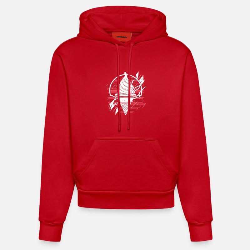 Dessin de glace douce - Sweat à capuche bio ajusté fabriqué en UE - rouge