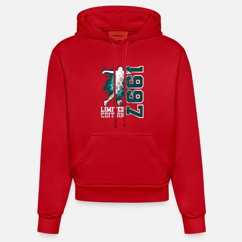1997 Année de naissance Anniversaire - Sweat à capuche bio ajusté fabriqué en UE - rouge