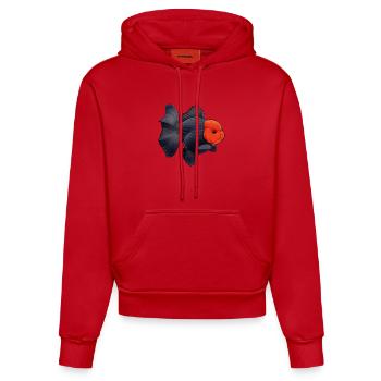 Grade Black Oranda with Red Head HQ Goldfish - Organic Fitted Hoodie Made in EU - Rot - Vorne