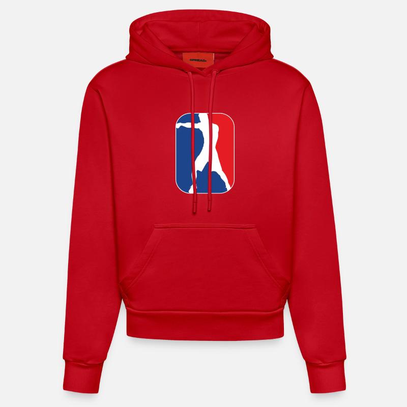boxing_silhouette MMA Arts martiaux - Sweat à capuche bio ajusté fabriqué en UE - rouge