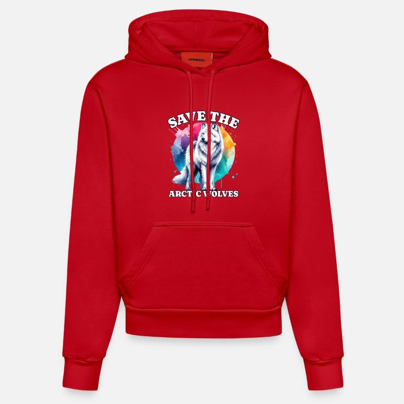 Polarwolf Sauve Arctic Wolf - Sweat à capuche bio ajusté fabriqué en UE - rouge