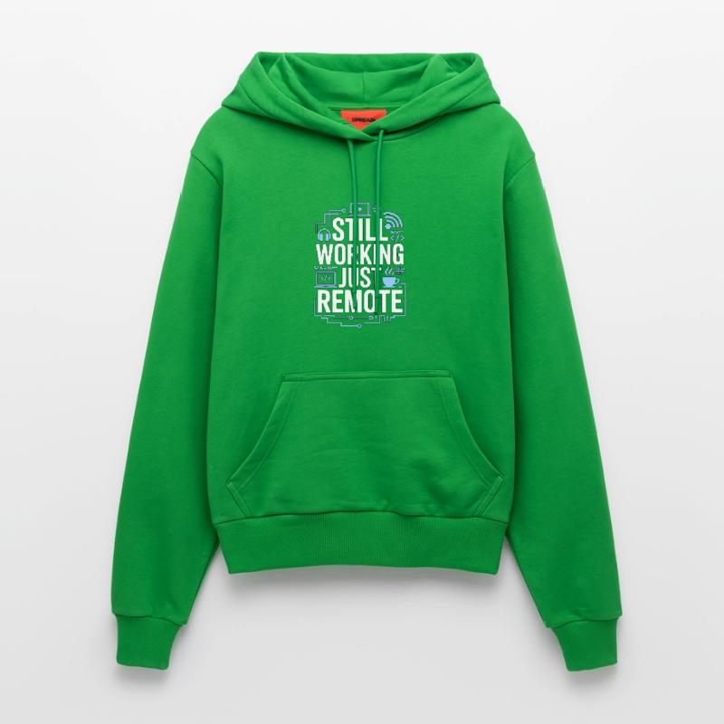 Remote Developer Still Working Remote Tech Worker Organic Fitted Hoodie Made in EU