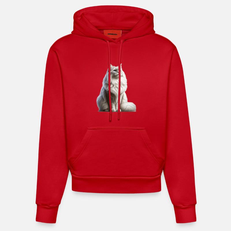 Chat angora turc - Sweat à capuche bio ajusté fabriqué en UE - rouge