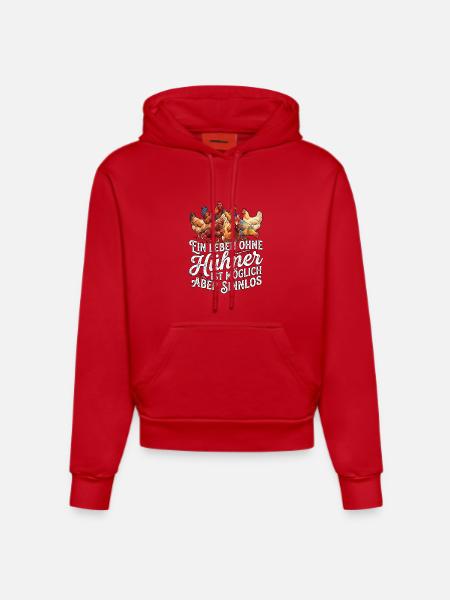 Hühnerliebhaber Hühnerhalter - Organic Fitted Hoodie Made in EU - Rot