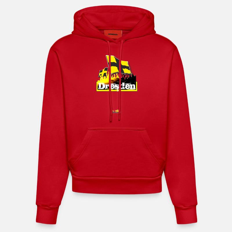 Dresde - Sweat à capuche bio ajusté fabriqué en UE - rouge