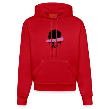 skull pink black - Organic Fitted Hoodie Made in EU - Rot - Vorne