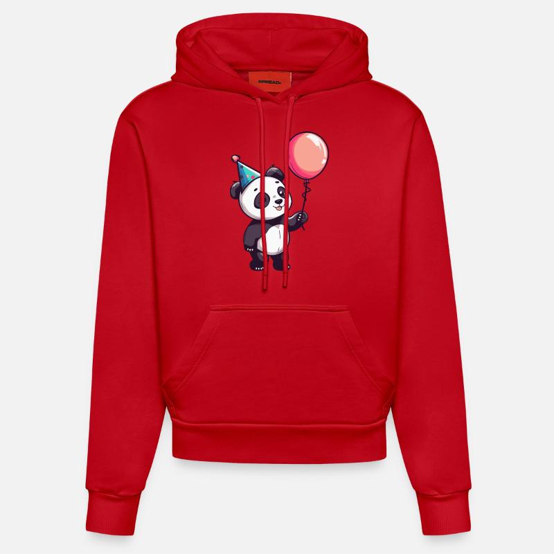 Panda Anniversaire Bande Dessinée - Sweat à capuche bio ajusté fabriqué en UE - rouge
